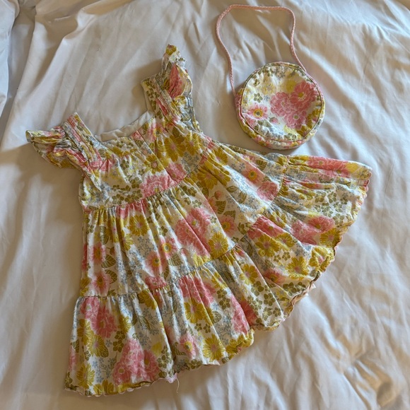 Cynthia Rowley Toddler Girls Dress 3T Floral & Purse Set | Party, Fall Dress - Picture 3 of 4